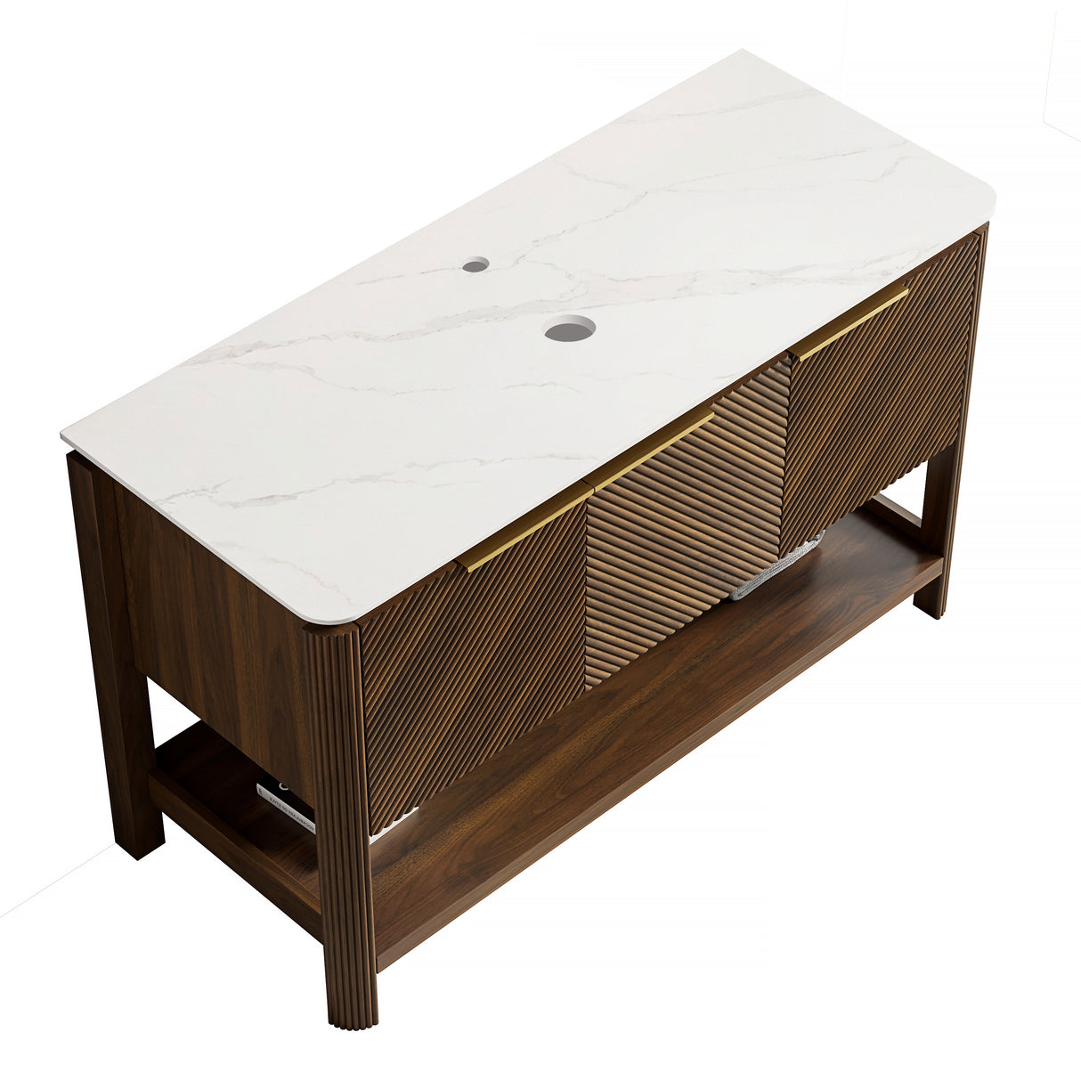 Indigo 48'' Freestanding Cabinet with 3 Doors & Open Shelf, Carrara