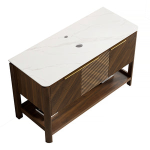 Indigo 48'' Freestanding Cabinet with 3 Doors & Open Shelf, Carrara