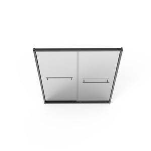 Frame Double Sliding Shower Door, Bypass Bathroom Sliding Door With Premium Clear Tempered Glass, Hardware Sliding Glass Shower Enclosure - Matte Black