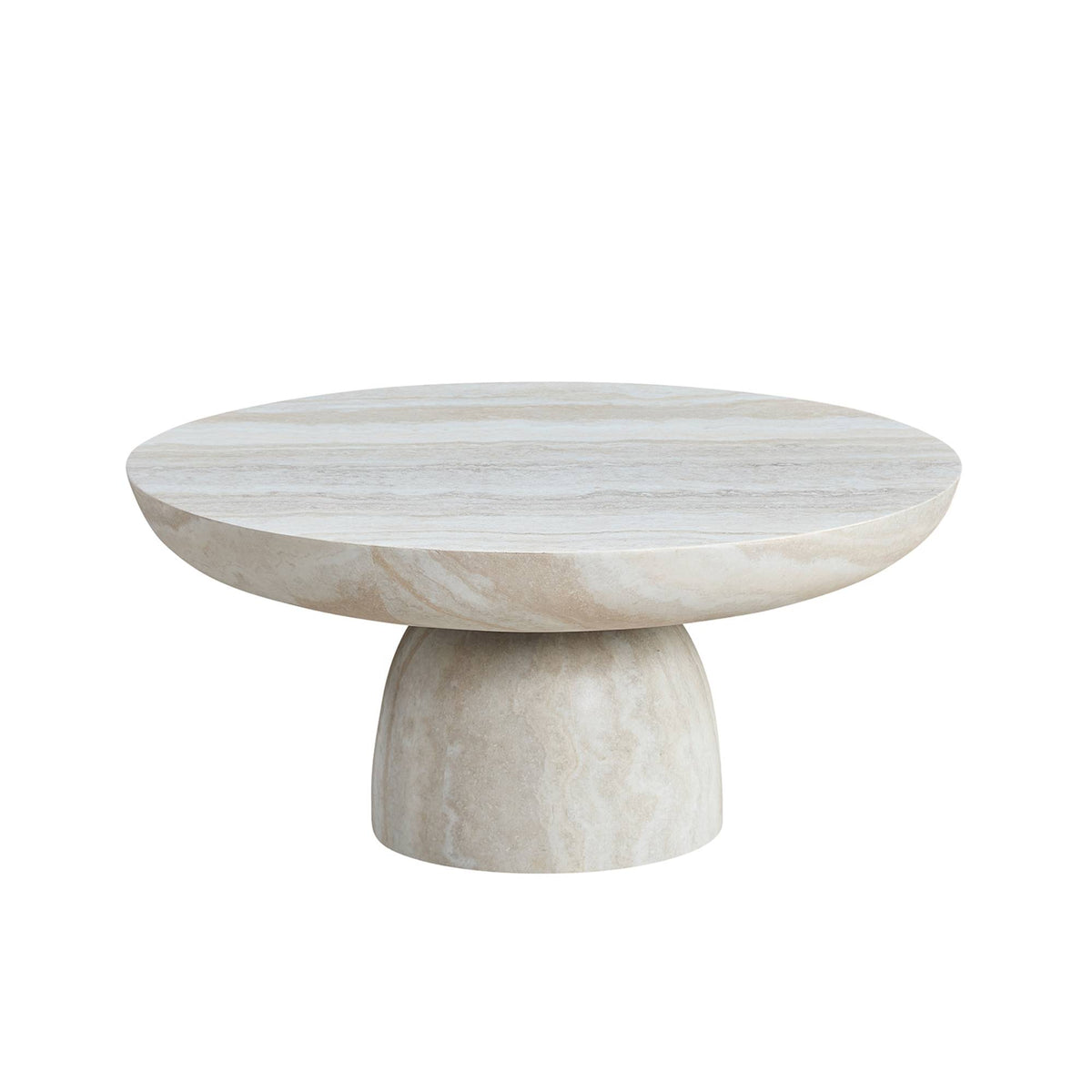 Mushroom Coffee Table, 31.5-Inch Round Fiberglass, Beige