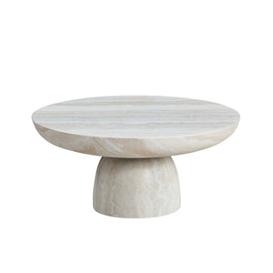 Mushroom Coffee Table, 31.5-Inch Round Fiberglass, Beige