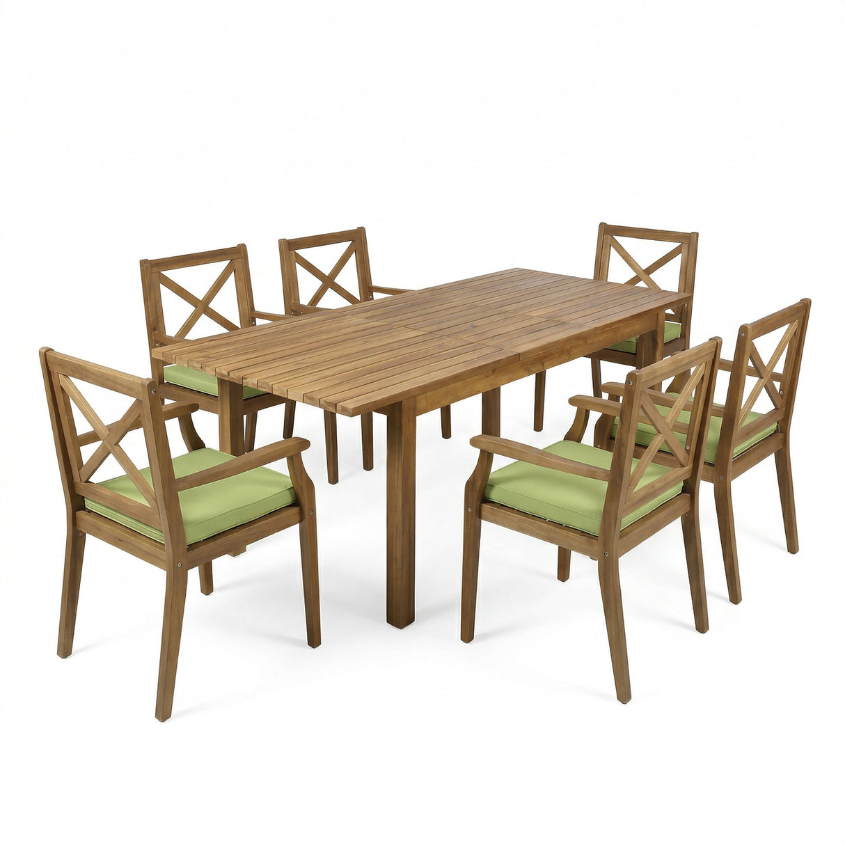 7 Pieces Acacia Wood Outdoor Dining Set with Teak Finish