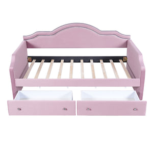 Upholstered Daybed With LED Lights And 2 Drawersme