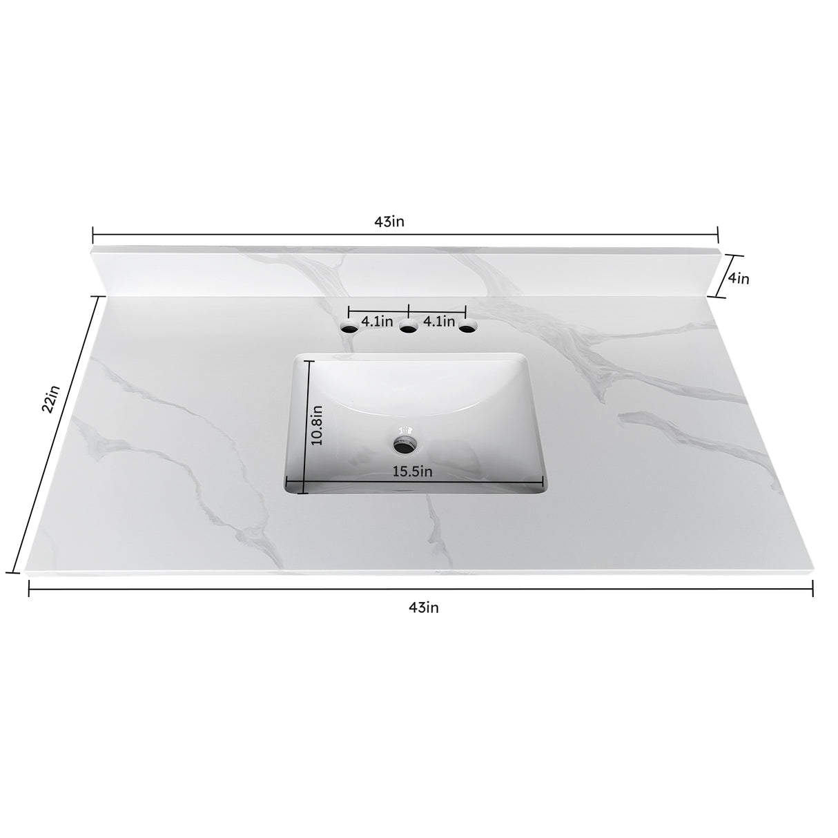 43-Inch Quartz Bathroom Vanity Top