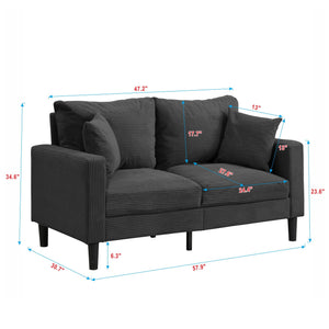 Modern Upholstered Loveseat Sofa With High Resilience, Wooden Frame - Dark Gray