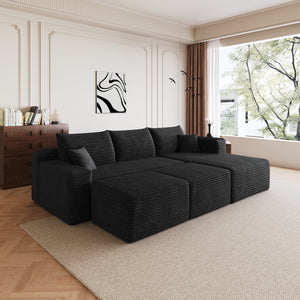 95" Cloud Sectional Sofa with 2 Ottomans