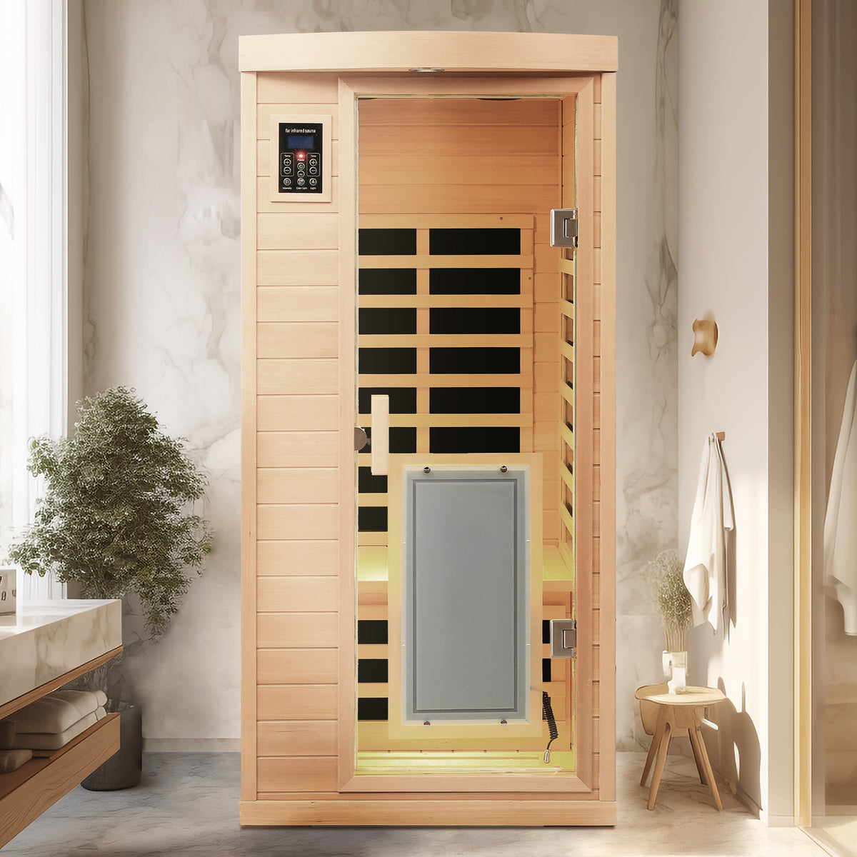 Low EMF Hemlock Wood Far-Infrared Indoor Sauna Room