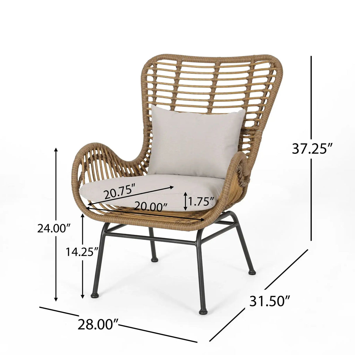 Modern Aesthetic Outdoor Rattan Accent Chair With Metal Legs - Best Buy Furniture