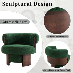 Modern 32" Wide Curved Sculptural Swivel Barrel Chair