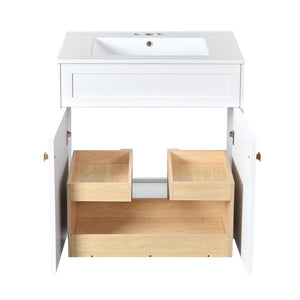 Bathroom Vanity With Sink, Freestanding Storage Cabinet With Handles, Soft Closing Doors