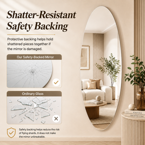65" x 21" Modern Oval Full Length Wall Mirror, HD Copper-Free