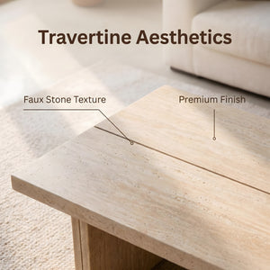 Modern Travertine Coffee Table With Split Top