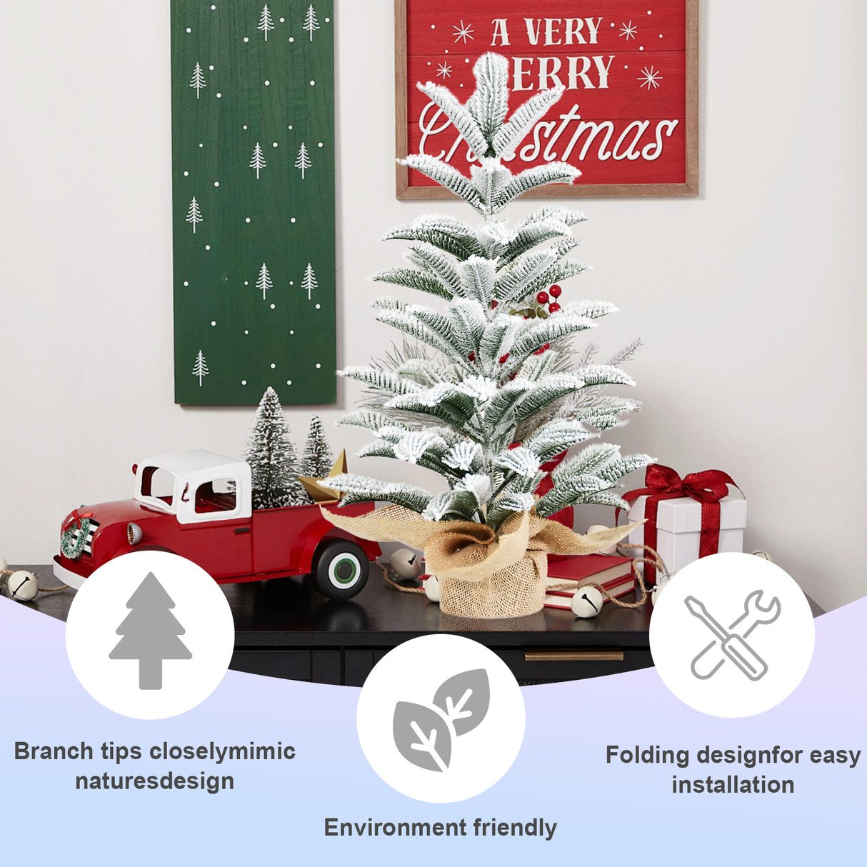 50CM Flocked Tabletop Christmas Tree
