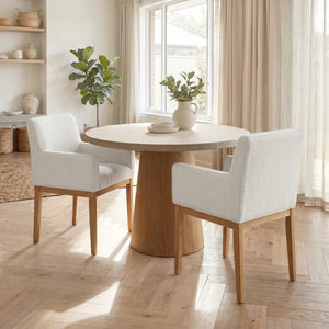 Modern Upholstered Dining Chair with Arms (Set of 2)