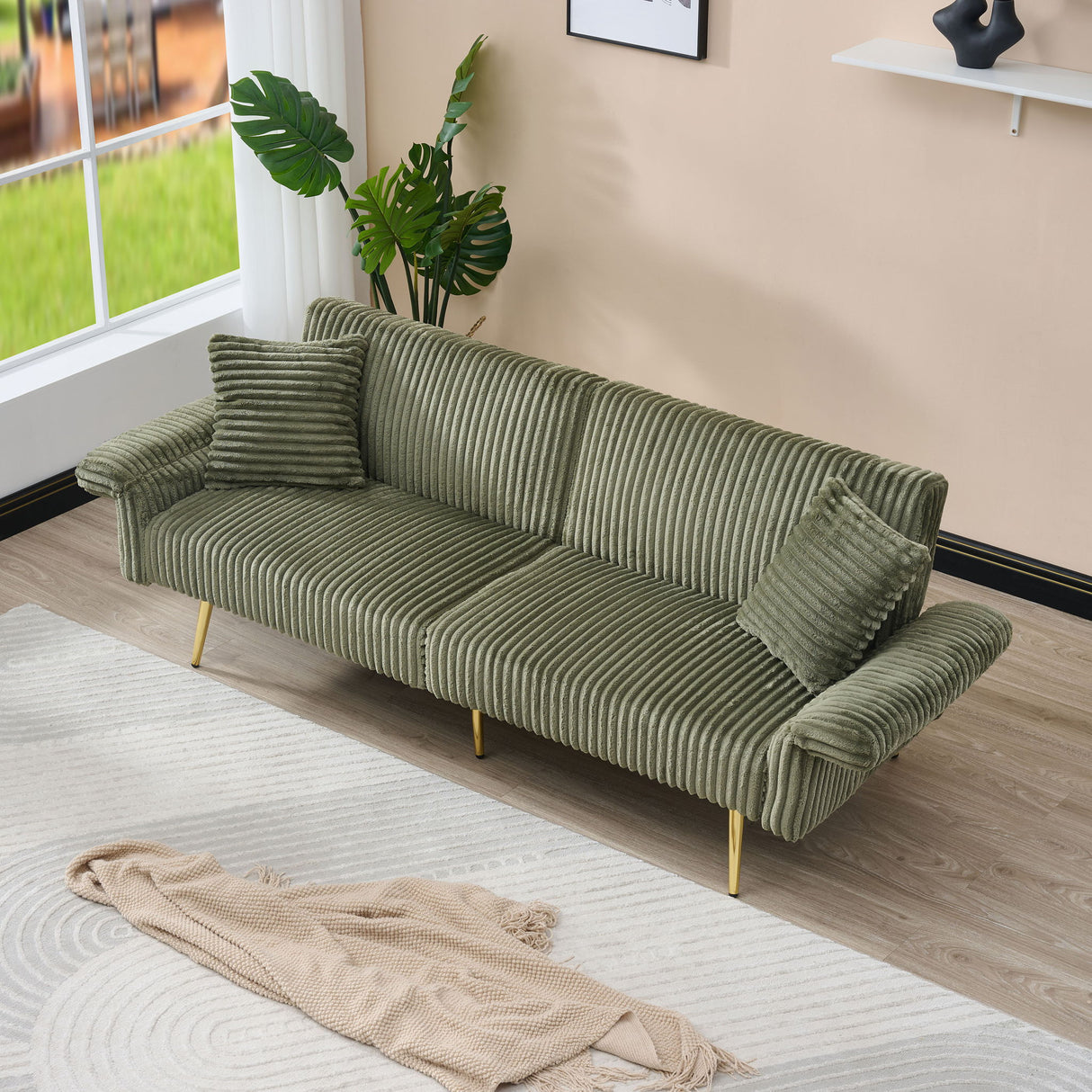 Luxury Foldable Double Sofa Bed With Folding Armrests