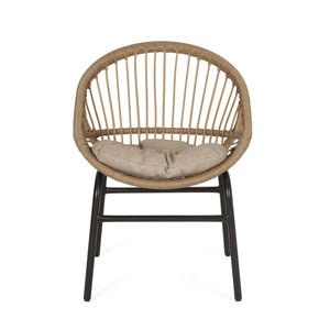 Outdoor Accent Chair With Curved Back And Basket Frame, (Set of 2) - Light Brown / Beige