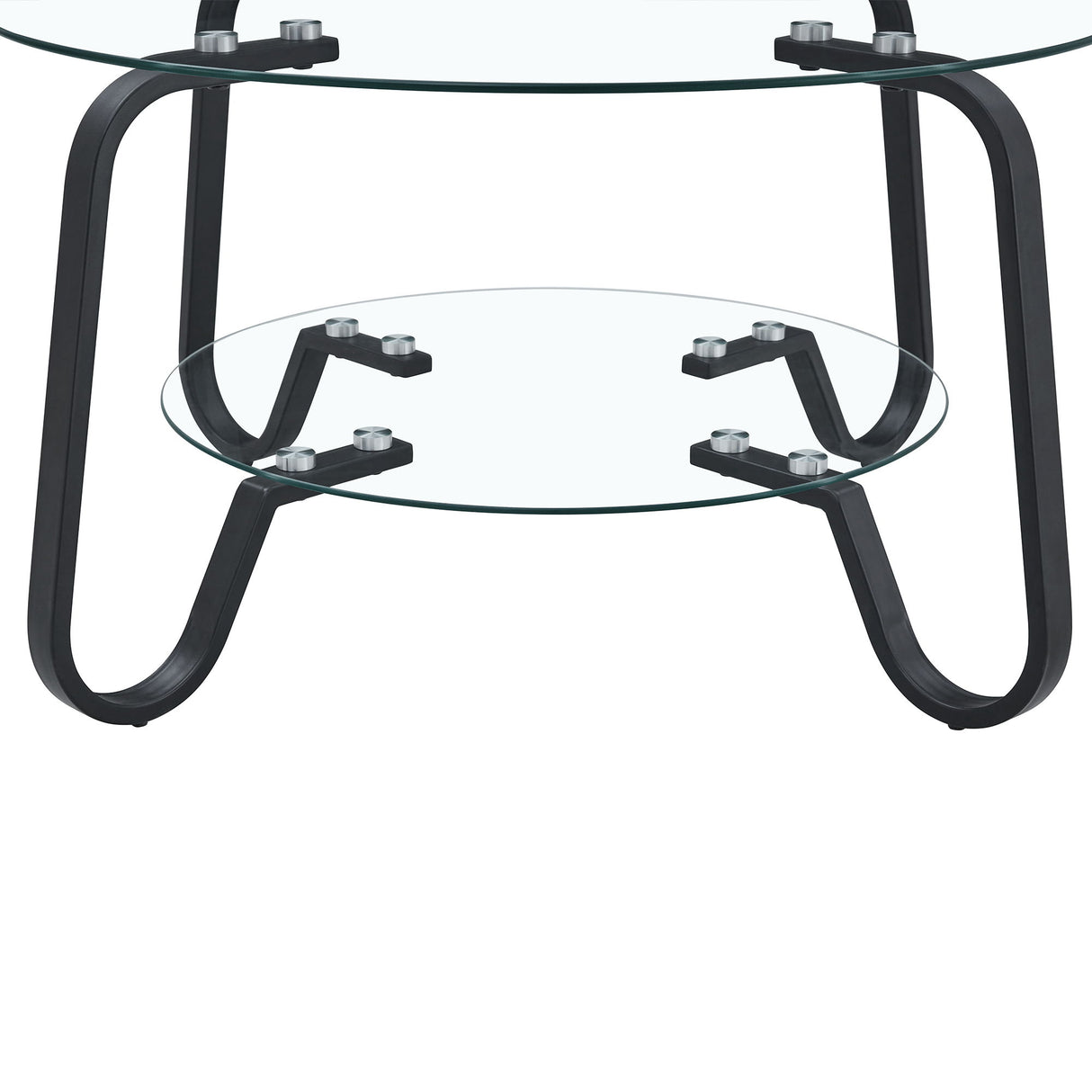 Retro Minimalist Style Metal Frame Double Layer Tempered Glass Coffee Table