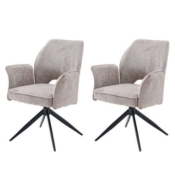 Dining Chair With Soft Cushion And 360° Rotation, Comfortable Armrest For Kitchen (Set of 2) - Gray