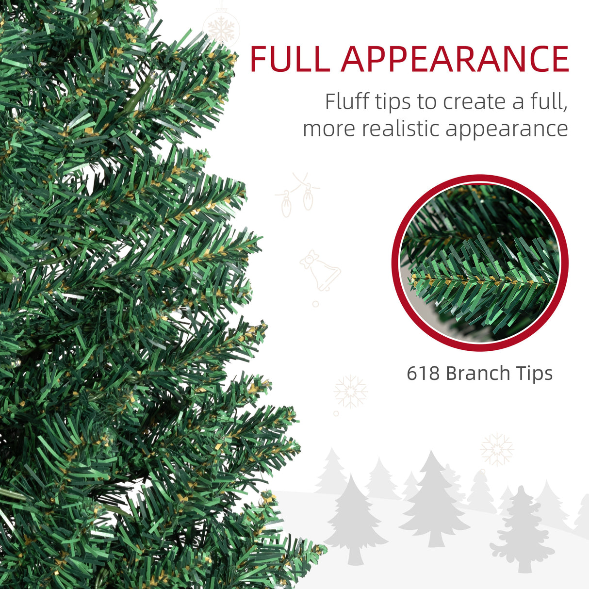 HOMCOM 8' Tall Pre-Lit Slim Noble Fir Artificial Christmas Tree