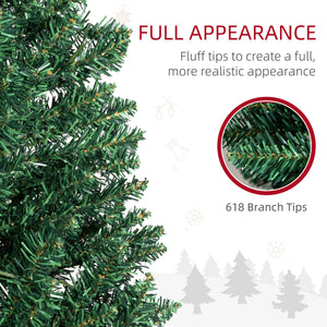 HOMCOM 8' Tall Pre-Lit Slim Noble Fir Artificial Christmas Tree