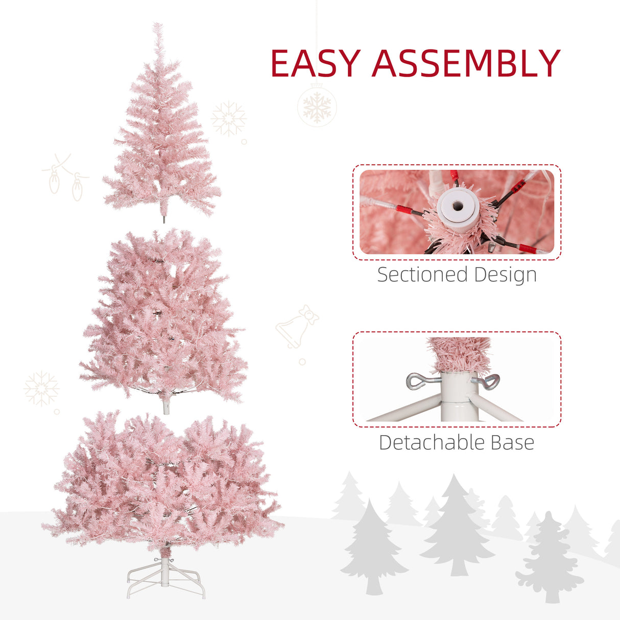 HOMCOM 7.5' Tall Prelit Christmas Tree