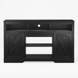 Farmhouse TV Stand With Sliding Barn Doors & Adjustable Storage