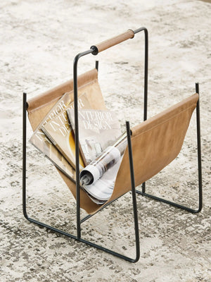 Faronworth - Magazine Rack - Brown / Black - Best Buy Furniture