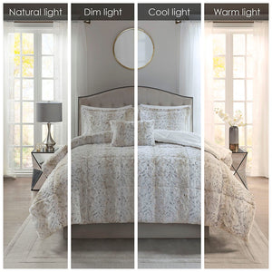Full/Queen 4PC Faux Fur Comforter Set