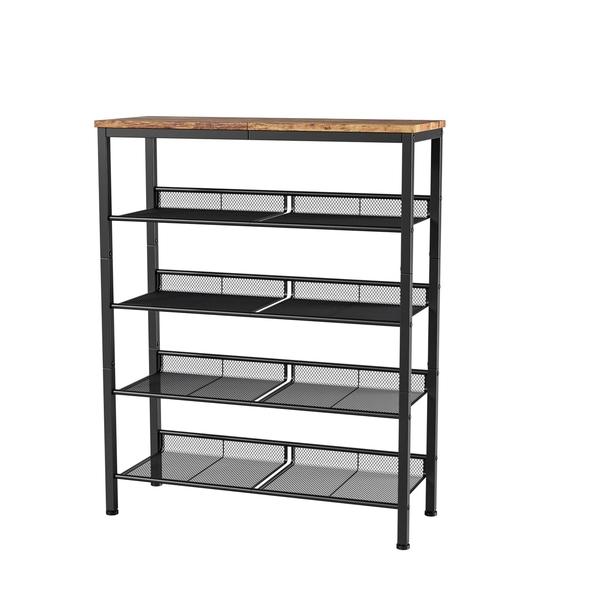 Industrial Shoe Rack with 4 Mesh Shelves