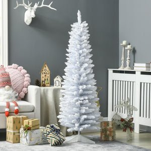 HOMCOM 5' Snow Flocked Artificial Pencil Christmas Tree