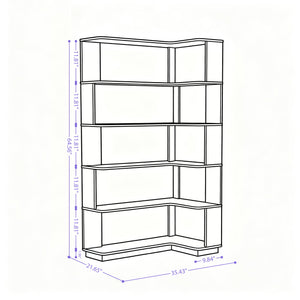 Ox Blood - Red 90Cm L-Shaped Freestanding Corner Bookshelf With Anti Tip Safety, Storage Cabinet For Living Room - Ox Blood Red