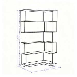 Freestanding Corner Bookshelf For Living Room - Dark Brown