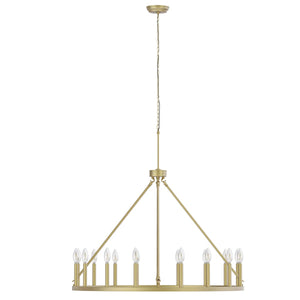 16-Light Wagon Wheel Chandelier, 39.3-Inch, Gold Metal Candle-Style