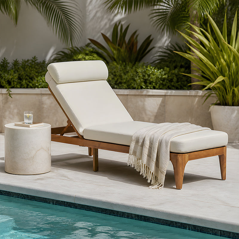 TOPMAX Acacia Wood Chaise Lounge Set of 2
