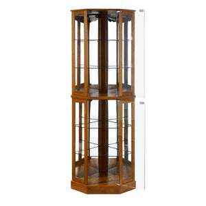 6 Shelf Corner Curio Display Cabinet With Lights, Mirrors And Adjustable Shelves (E26 Light Bulb Not Included)