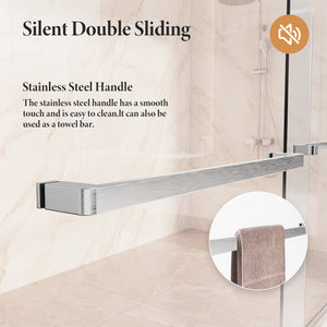 50-54"W x 70"H Semi-Frameless Double Sliding Shower Door