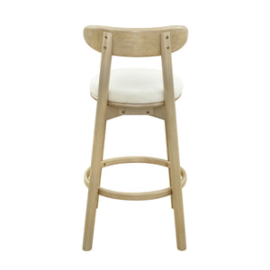 Round Cushion Bar Stools (Natural Ash + Beige)