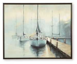 Worthney - Wall Art - Blue / White / Brown - Best Buy Furniture