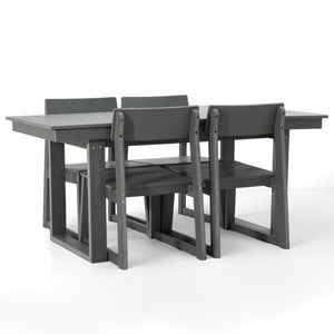 5 Piece Outdoor Dining Set, Table With Umbrella Hole And 4 Armrest Chairs
