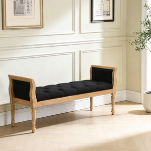 Modern Upholstered Bench with Curved Arms