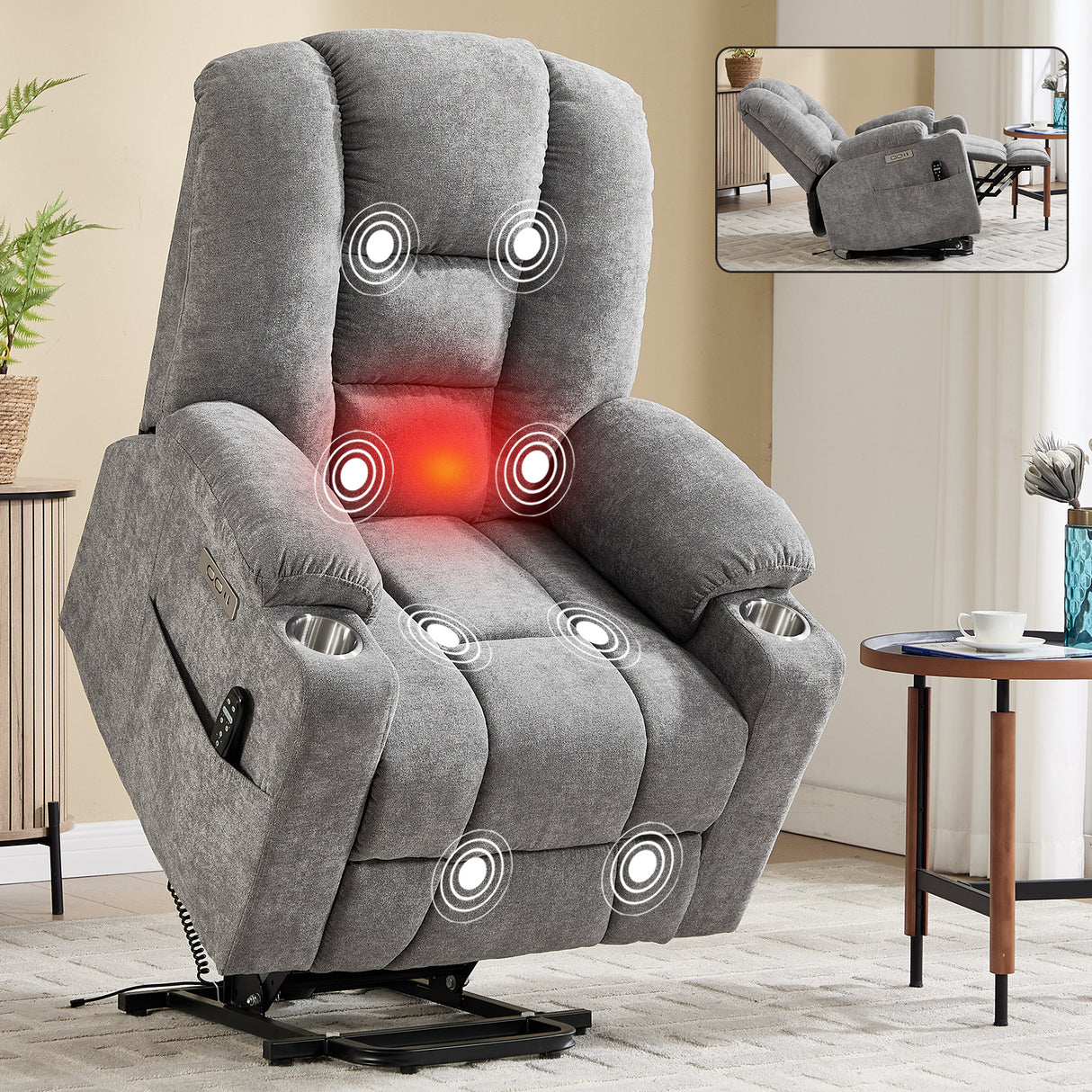 Power Lift Recliner Chair with Massage and Heat
