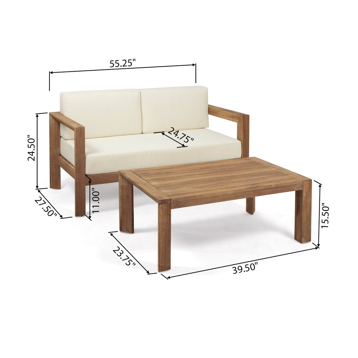 2 Piece Patio Set With Open-Back Loveseat And Coffee Table - Beige / Brown - Best Buy Furniture