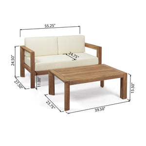 2 Piece Patio Set With Open-Back Loveseat And Coffee Table - Beige / Brown - Best Buy Furniture