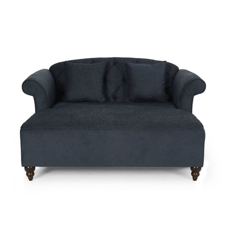 Upholstered Chaise Lounge With Scroll Arms, Turned Legs And 2 Pillows - Best Buy Furniture