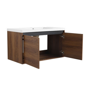 Bathroom Vanity Set With Resin Countertop Sink And 2 Doors, Engineered Wood