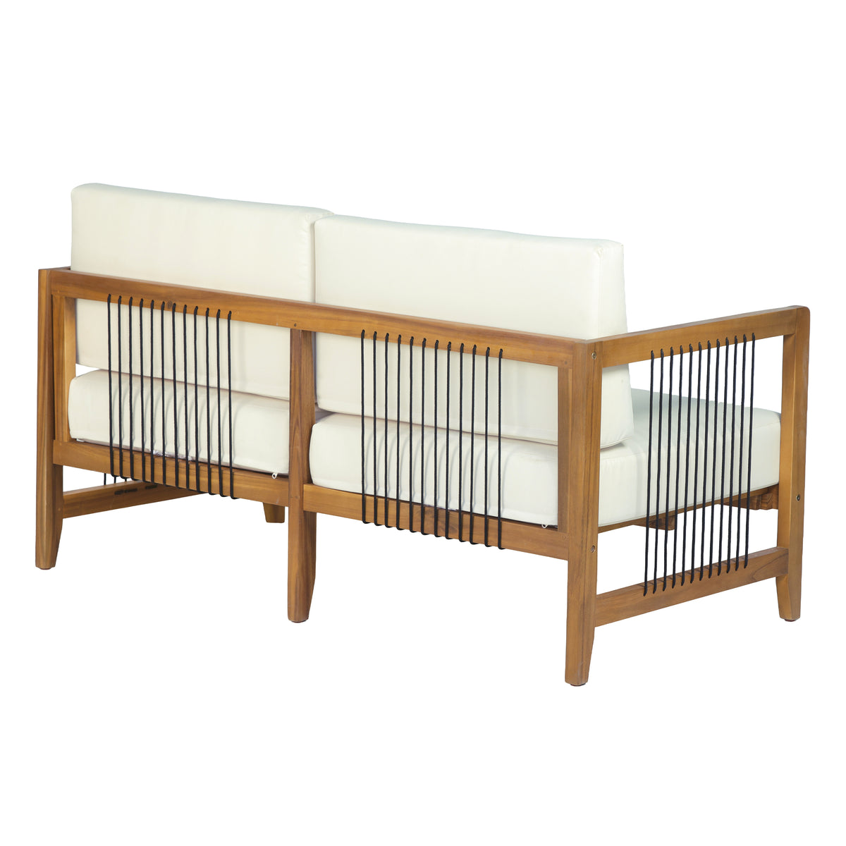 2-Piece Acacia Wood Outdoor Loveseat with Coffee Table