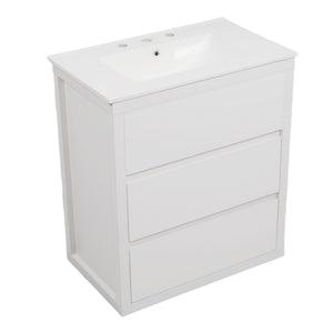 Freestanding Bathroom Vanity With Ceramic Sink, 2 Full Extension Drawers
