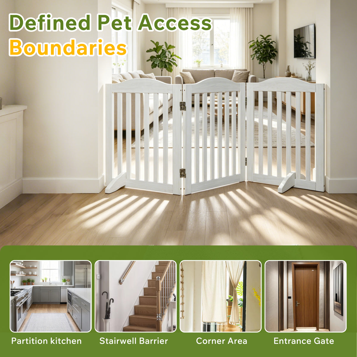 Wooden Freestanding Foldable Pet Gate for Dogs