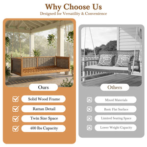 TOPMAX Outdoor Classic Solid Wood Twin Size Swing Bed