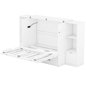 Murphy Bed With Shelves, Drawers And USB Ports